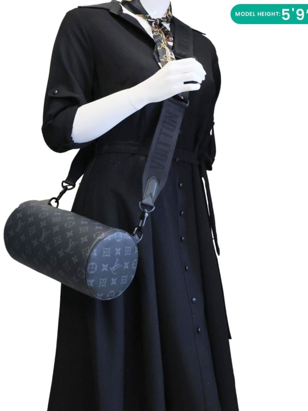 Louis Vuitton  Polochon PM Soft Monogram Eclipse Canvas Crossbody Bag Black - Picture 2 of 14